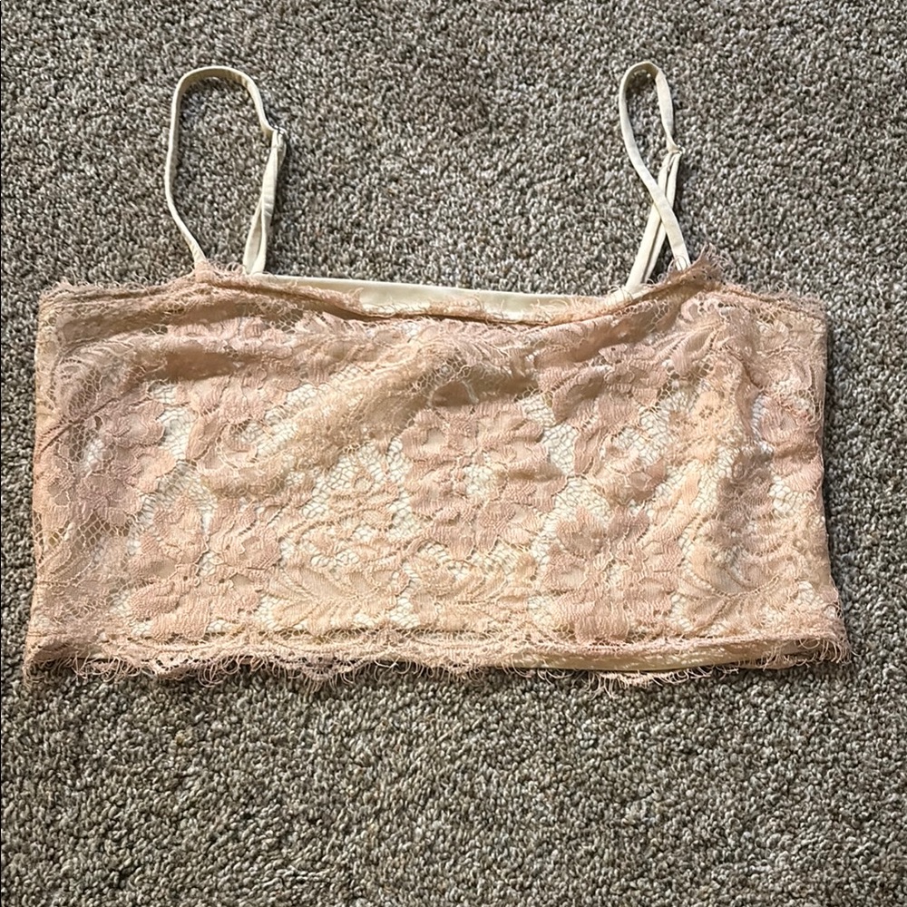 Free People-Lace Crop Top with Spaghetti Straps